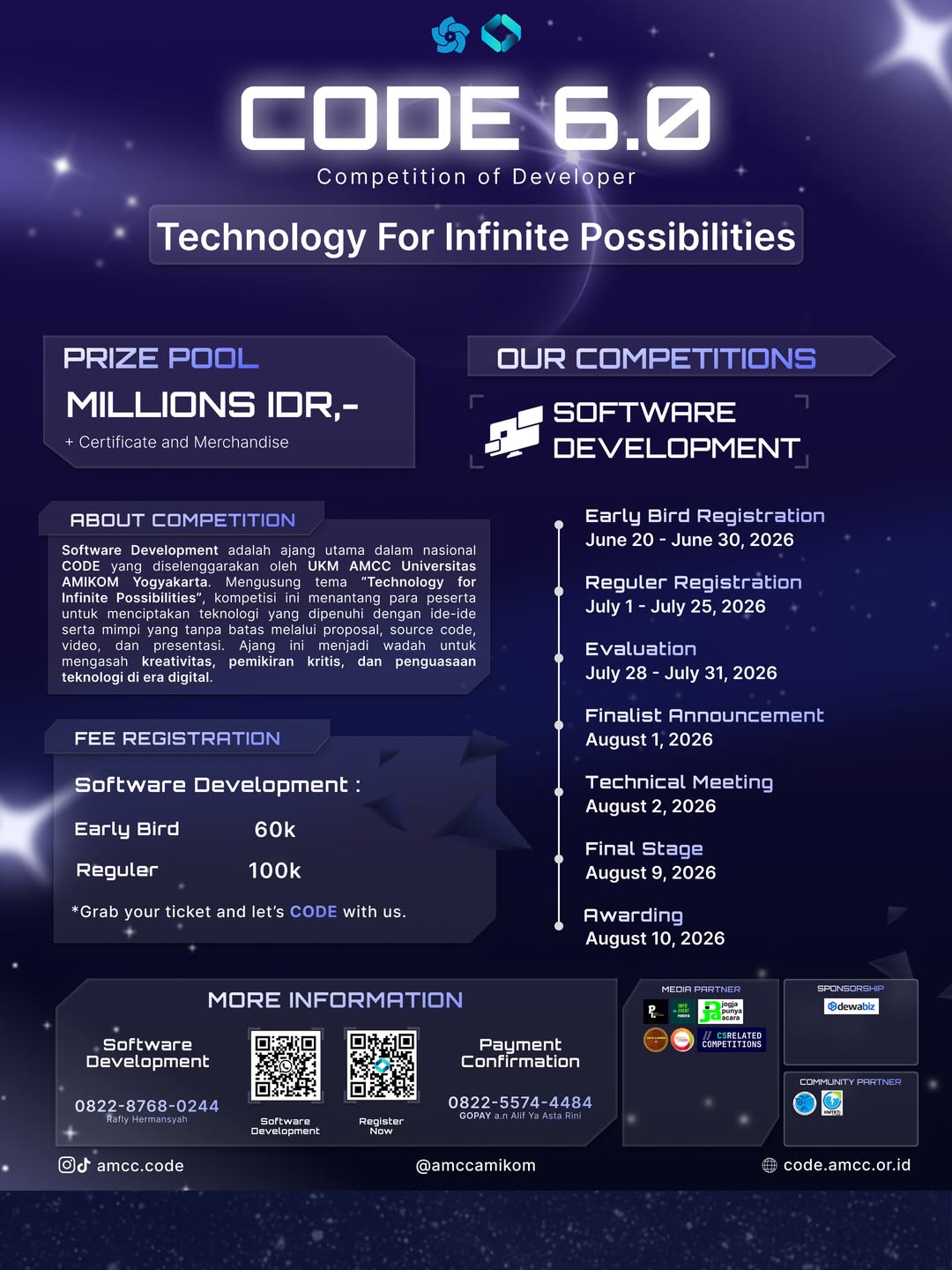CODE 6.0 kembali hadir membawa kompetisi IT yang seru dan menantang untuk mahasiswa di seluruh Indonesia!
